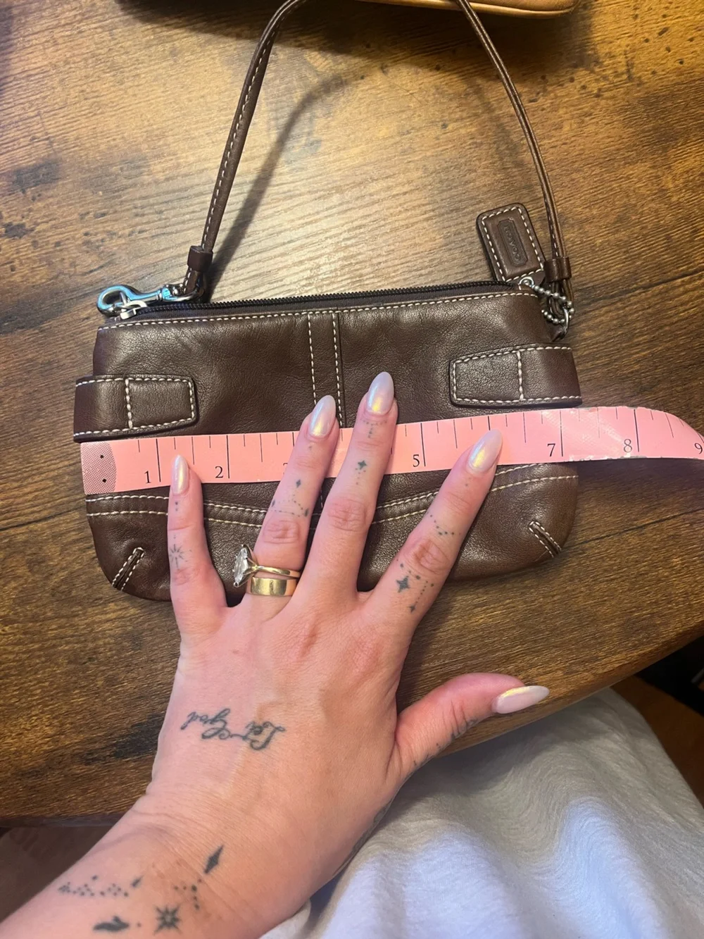 Coach Classic Brown Leather Wristlet Bag